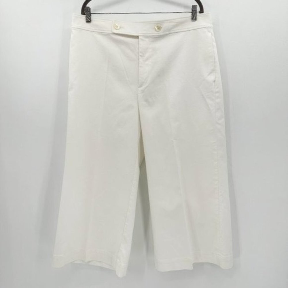 Ralph Lauren White Cropped Wide-Leg Pants